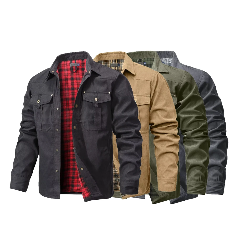 Flannel Shirt Lined - Jaket Pria Musim Semi Berlapis Flanel