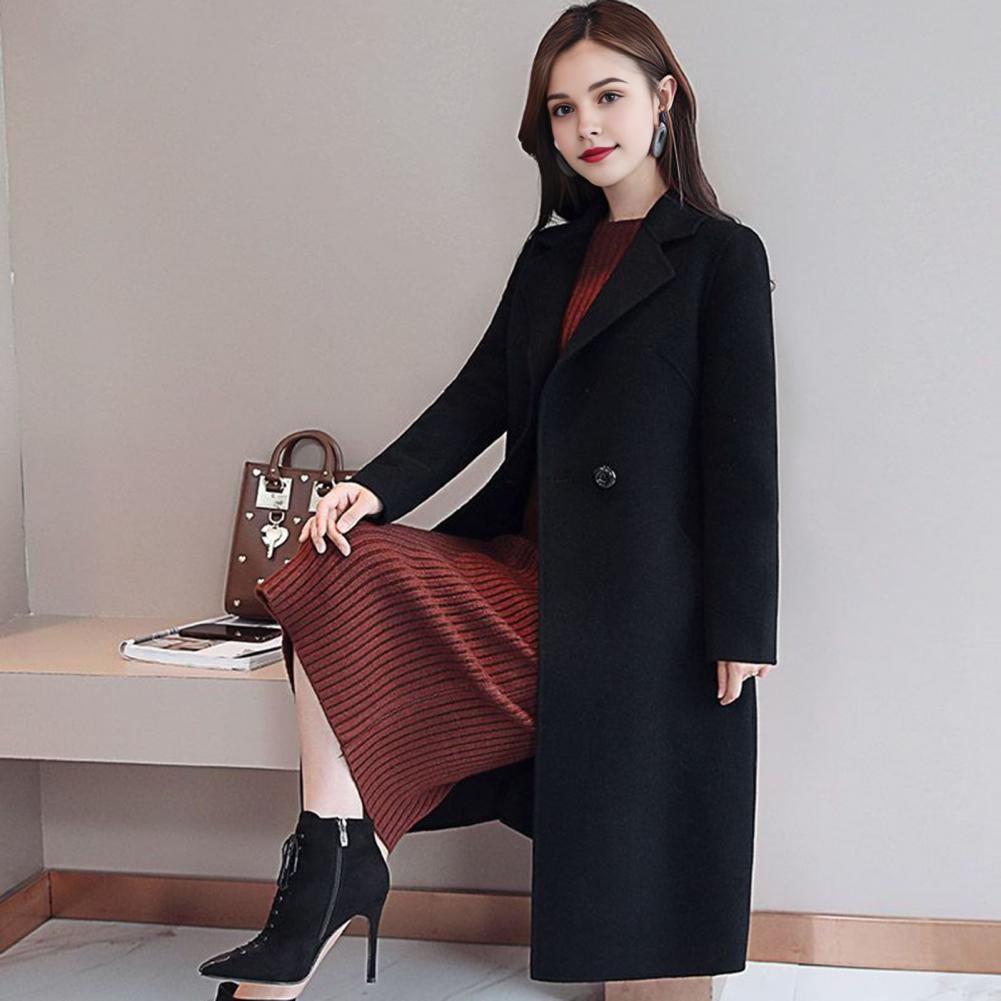 Wool Coat Peacoat - Mantel Wol Wanita Warna Solid, Jaket