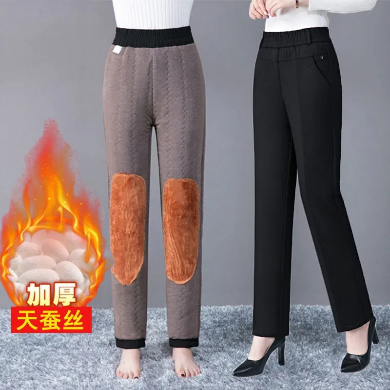 Corduroy Pant Warm - Celana Kaki Lurus Perempuan Musim Gugur/Musim