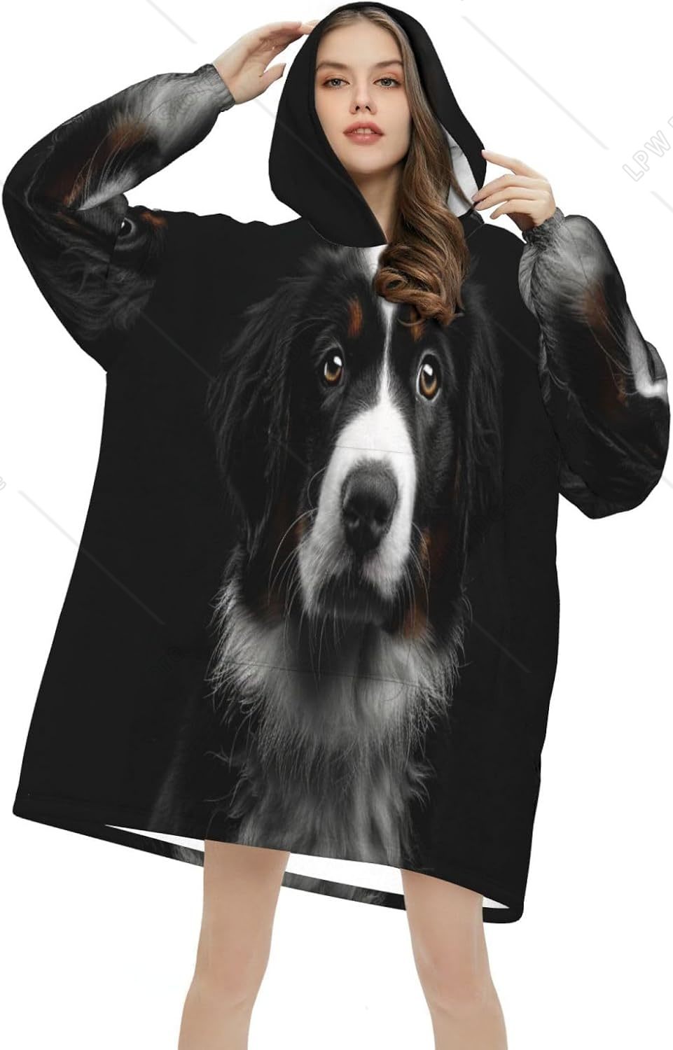 Sherpa Hoodie Fleece - Selimut Hoodie Bernese Mountain Dog, Selimut