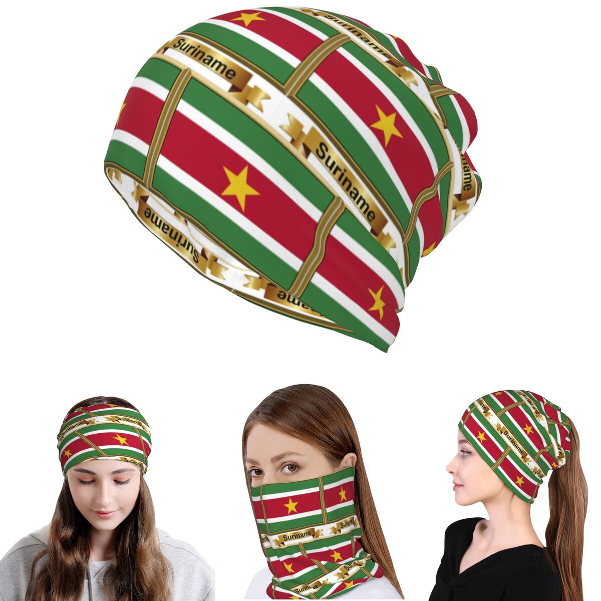 Knit Beanie Hat Warm - Produk Bendera Suriname (N) Bandana Penutup