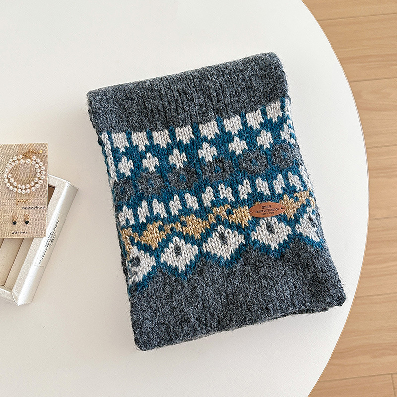 Wool Scarf Men - selendang rajut jacquard untuk wanita dan