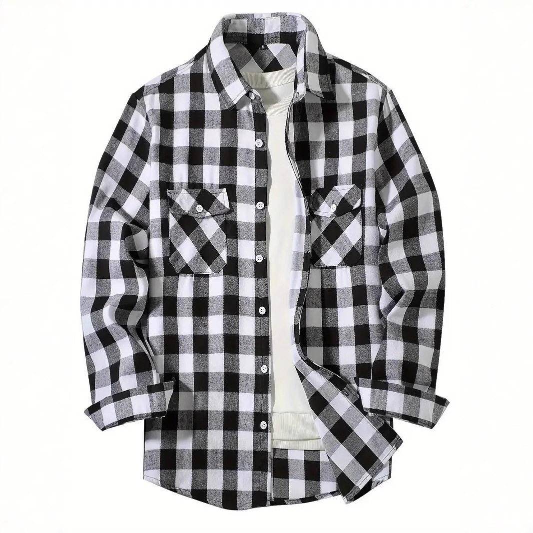 Flannel Shirt Lined - Kemeja Jaket Flanel Pria Berlapis Sherpa