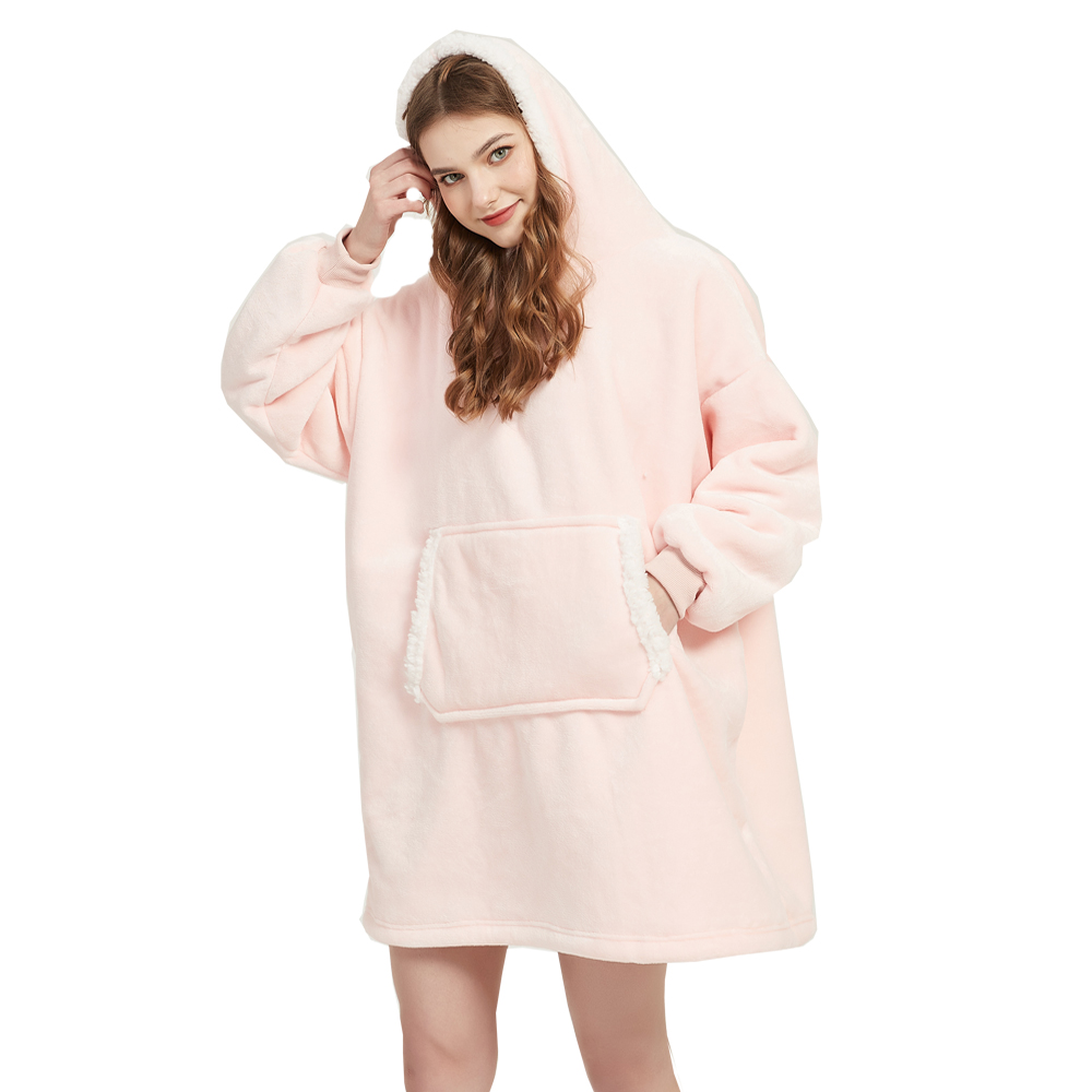 Sherpa Hoodie Fleece - Selimut Sherpa Fleece koral serat mikro