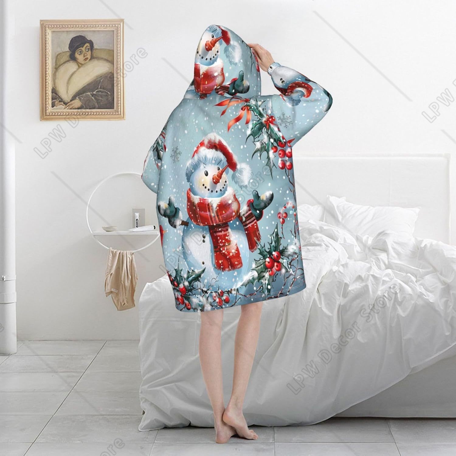 Selimut Hoodie Snowman Natal y - Sherpa Hoodie Fleece ulasan dan harga