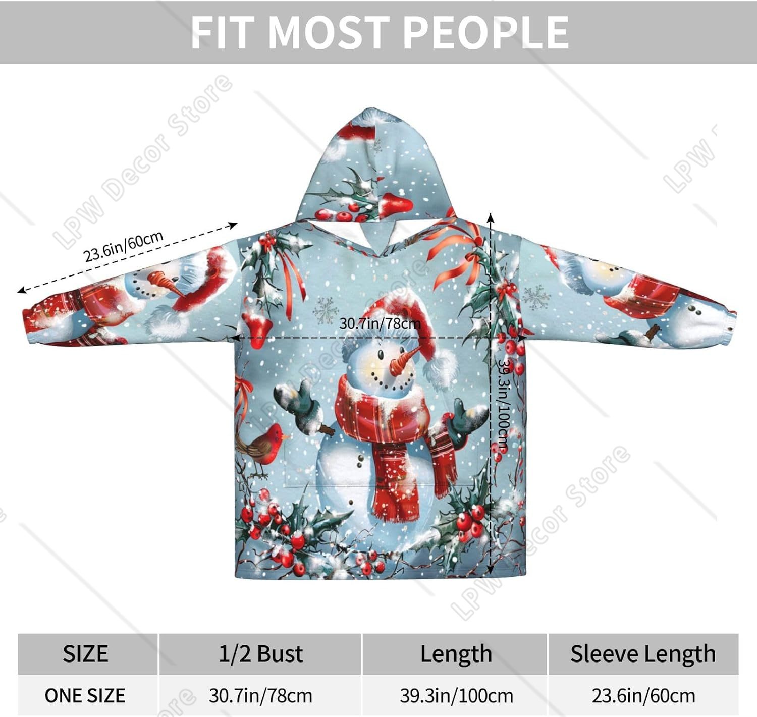 Selimut Hoodie Snowman Natal y - Sherpa Hoodie Fleece ulasan dan harga