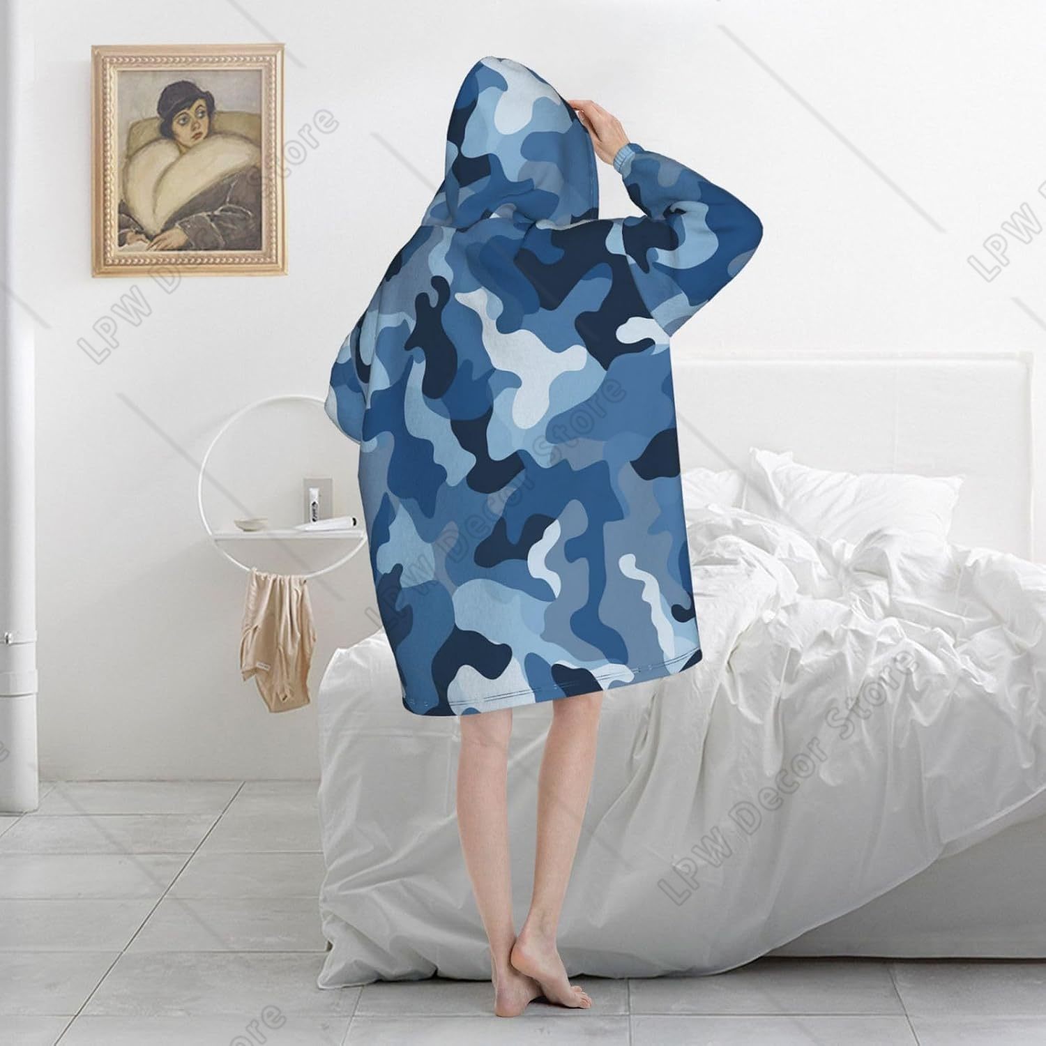 Hoodie Selimut Kamuflase Biru  - Sherpa Hoodie Fleece ulasan dan harga