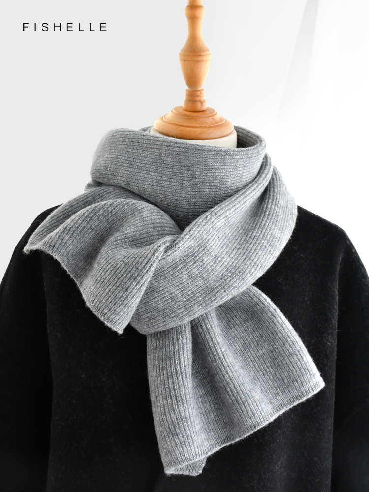 Syal rajut warna polos abu-abu - Wool Scarf Men ulasan dan harga
