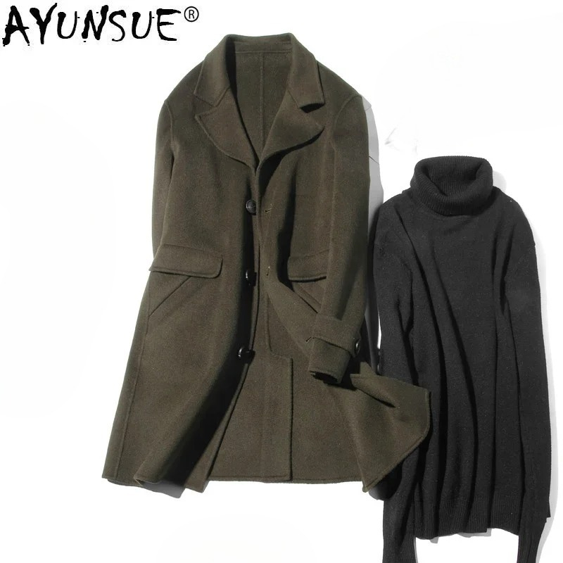 AYUNSUE 100% Mantel Wol Pria M - Wool Coat Peacoat ulasan dan harga