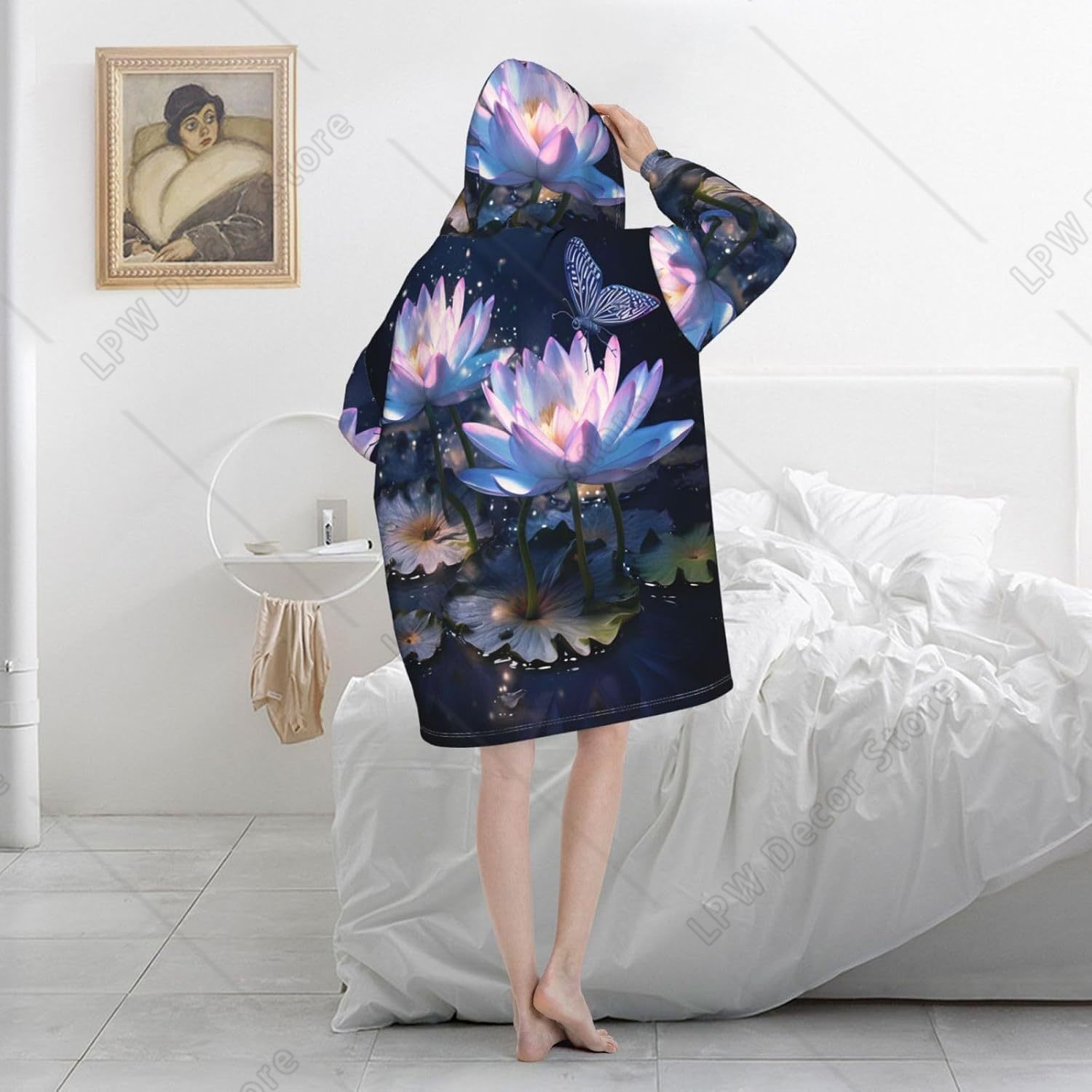 Selimut Hoodie Fantasi Bunga T - Sherpa Hoodie Fleece ulasan dan harga