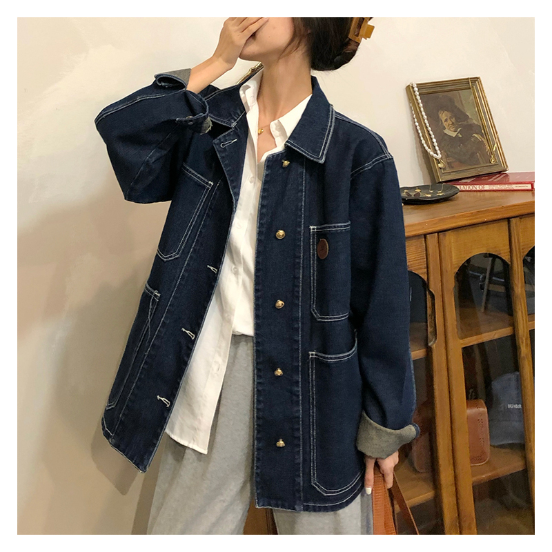 Jaket Denim Biru Tua Wanita Mu - Down Jacket Packable ulasan dan harga